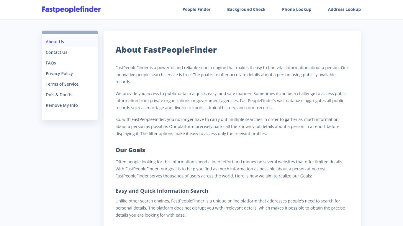 About Us | FastPeopleFinder